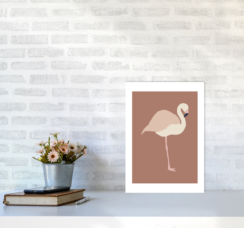 Autumn Flamingo abstract Art Print by Pixy Paper A3 Black Frame