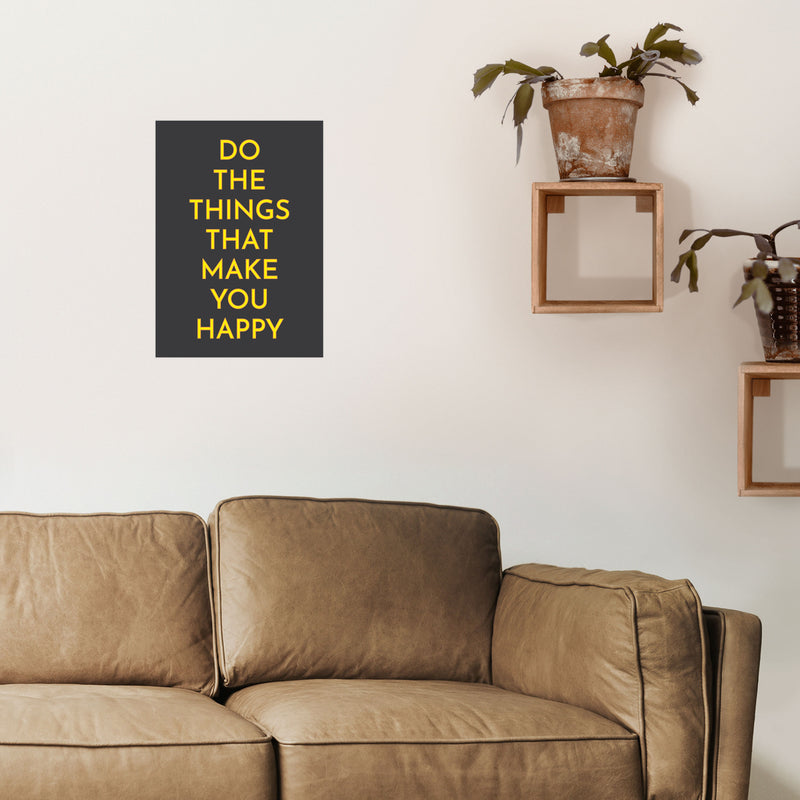 Do The Things That Make You Happy Neon Art Print by Pixy Paper A3 Black Frame