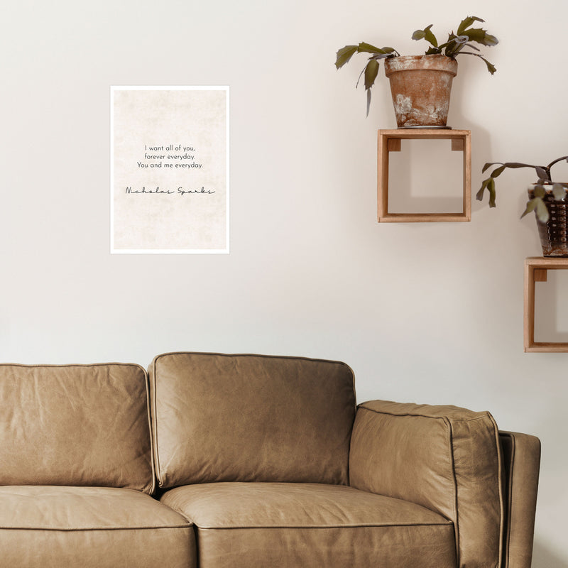 You and Me - Nicholas Sparks Art Print by Pixy Paper A3 Black Frame