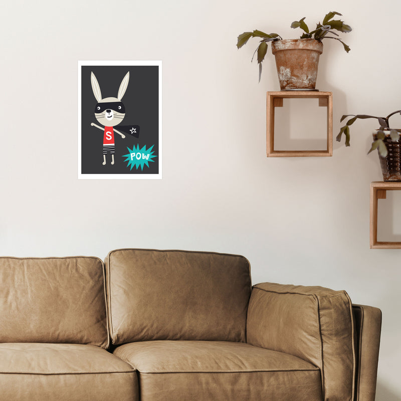 Superhero bunny Art Print by Pixy Paper A3 Black Frame