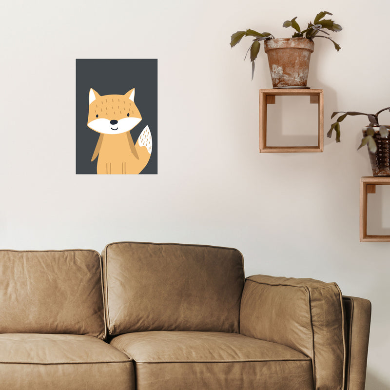 Fox Neutral kids Art Print by Pixy Paper A3 Black Frame