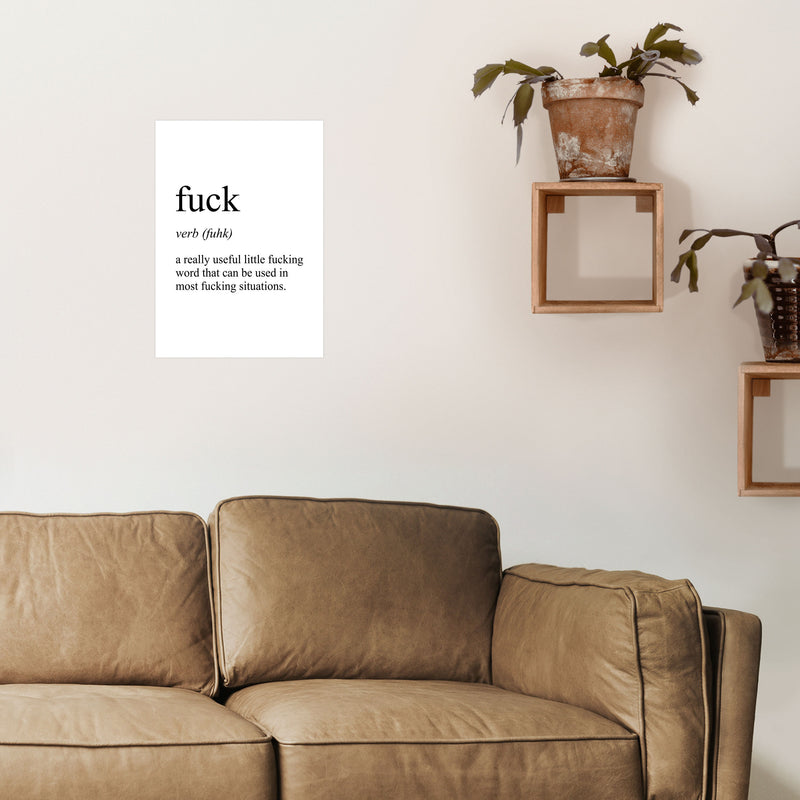 Fuck Definition Art Print by Pixy Paper A3 Black Frame