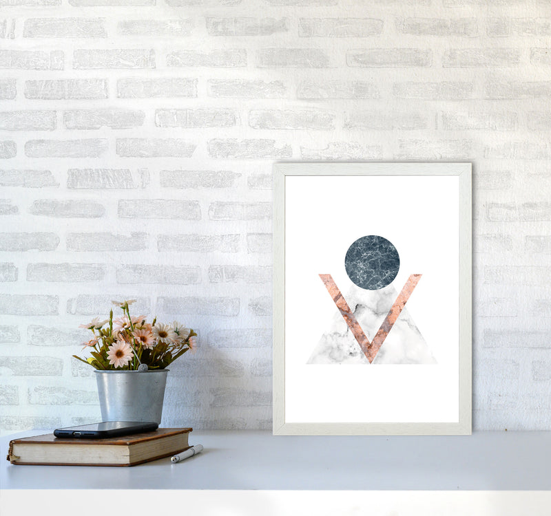 Marble Triangle Abstract Modern Print A3 Oak Frame