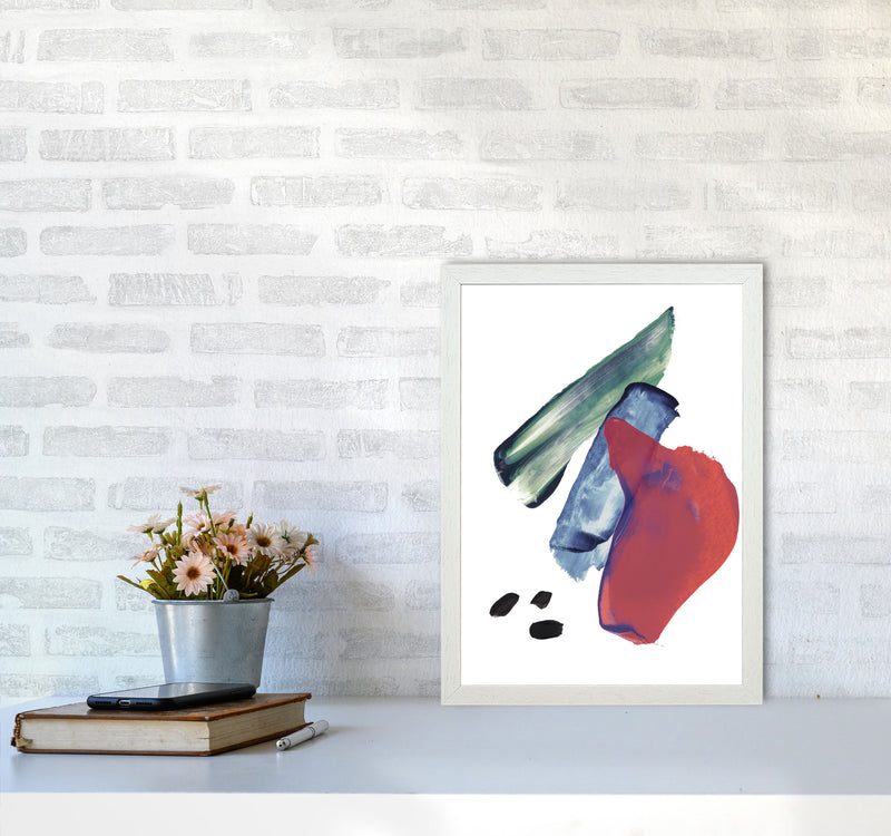 Red And Blue Mixed Watercolour Abstract Modern Print A3 Oak Frame