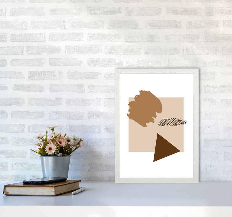 Taupe Square Mismatch Abstract Modern Print A3 Oak Frame