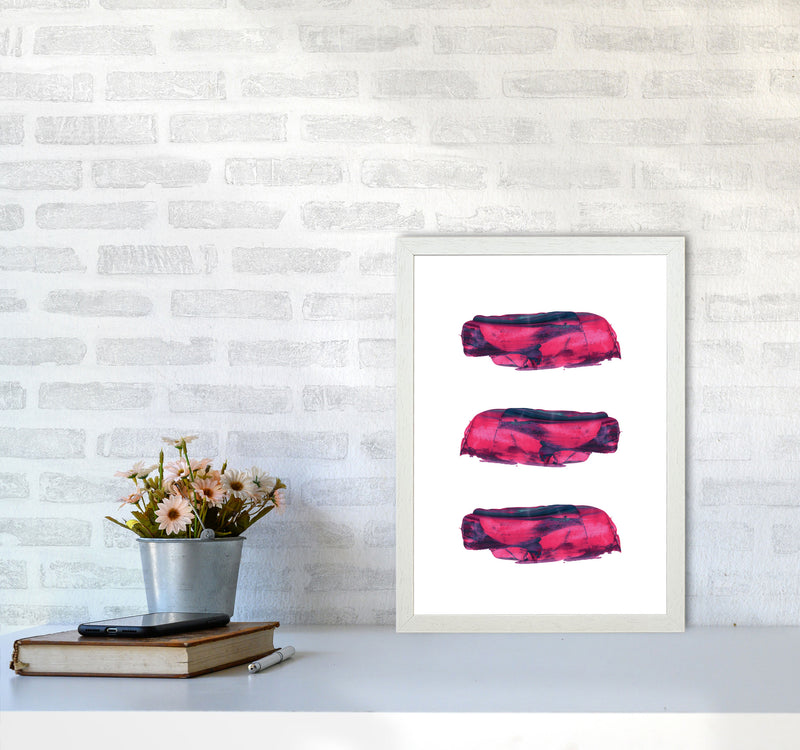 Pink And Purple Abstract Paint Strokes Modern Print A3 Oak Frame
