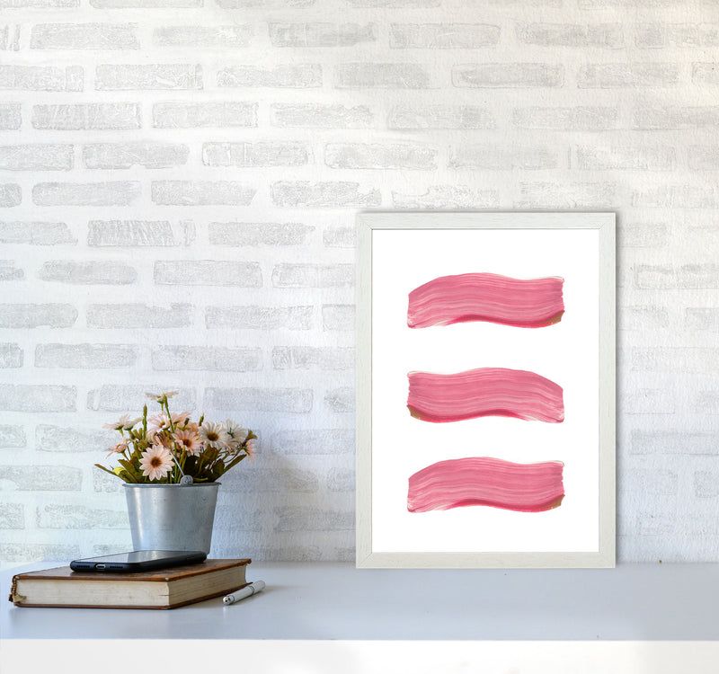 Light Pink Abstract Paint Strokes Modern Print A3 Oak Frame