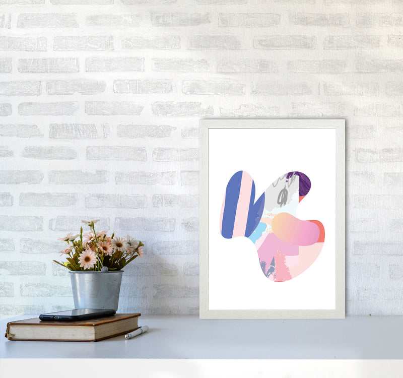 Pink Abstract Butterfly Shape Modern Print A3 Oak Frame