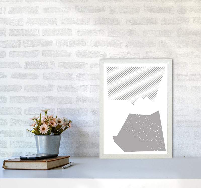 Grey Top And Bottom Abstract Modern Print A3 Oak Frame