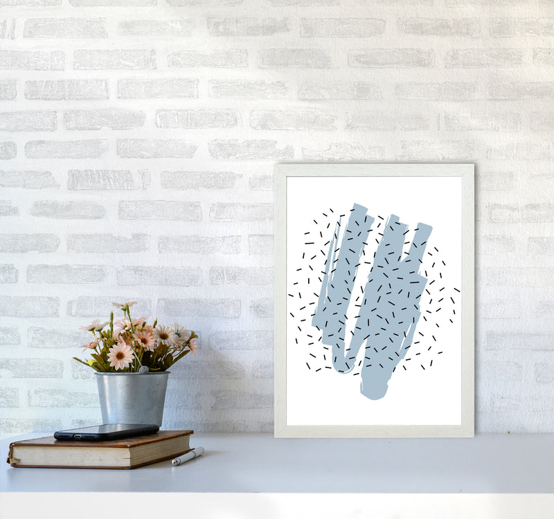 Blue Paint With Black Polka Abstract Modern Print A3 Oak Frame