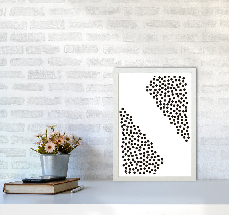 Black Corner Polka Dots Abstract Modern Print A3 Oak Frame