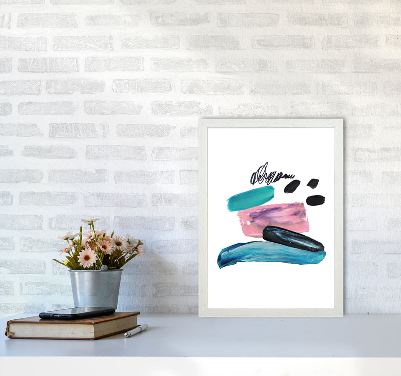 Pink And Teal Abstract Artboard Modern Print A3 Oak Frame