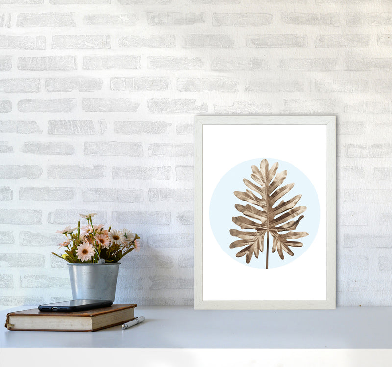 Abstract Blue Leaf Modern Print, Framed Botanical & Nature Art Print A3 Oak Frame
