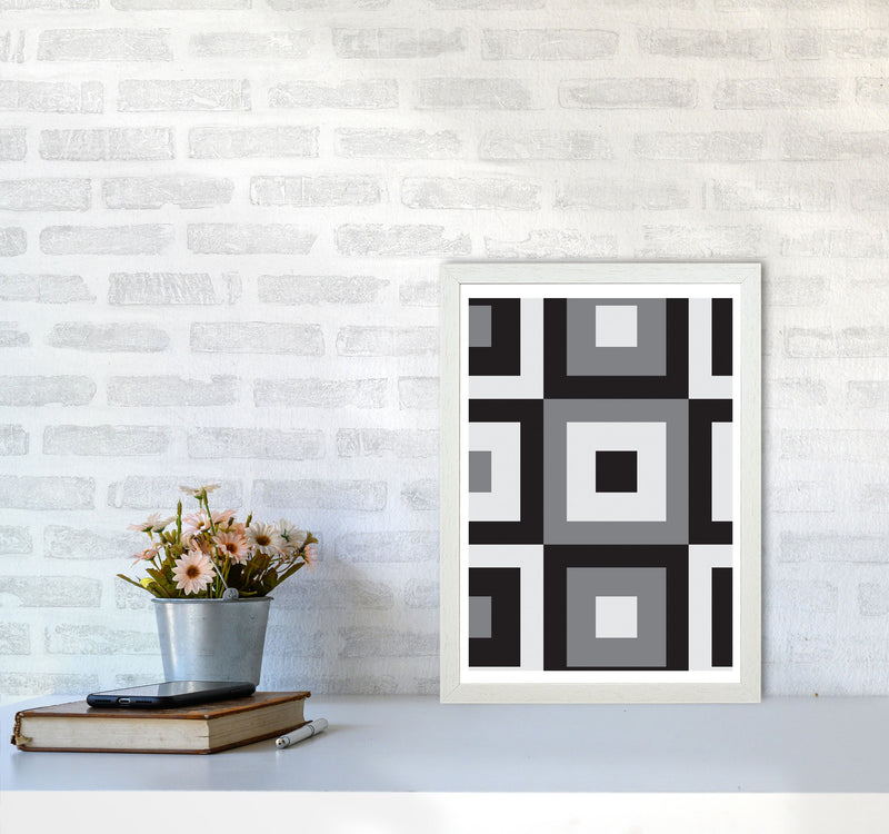 Grey Abstract Patterns 1 Modern Print A3 Oak Frame