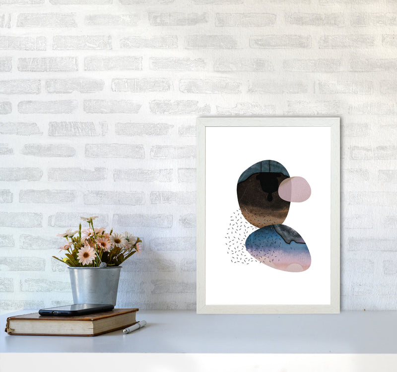 Pastel And Sand Abstract Shapes Modern Print A3 Oak Frame
