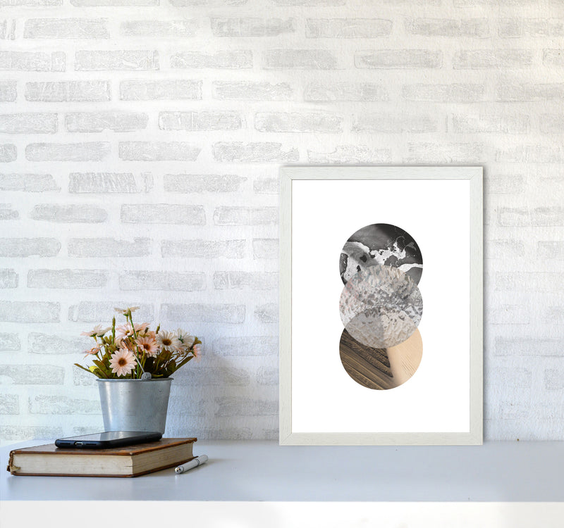 Sand, Glass And Shadow Abstract Circles Modern Print A3 Oak Frame