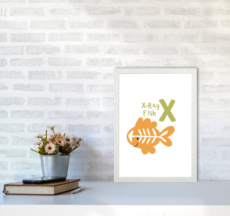Alphabet Animals, X Is For X-Ray Fish, Nursey Wall Art Poster A3 Oak Frame