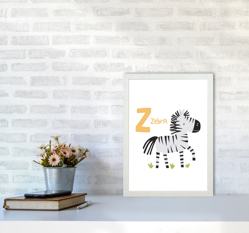 Alphabet Animals, Z Is For Zebra Framed Nursey Wall Art Print A3 Oak Frame
