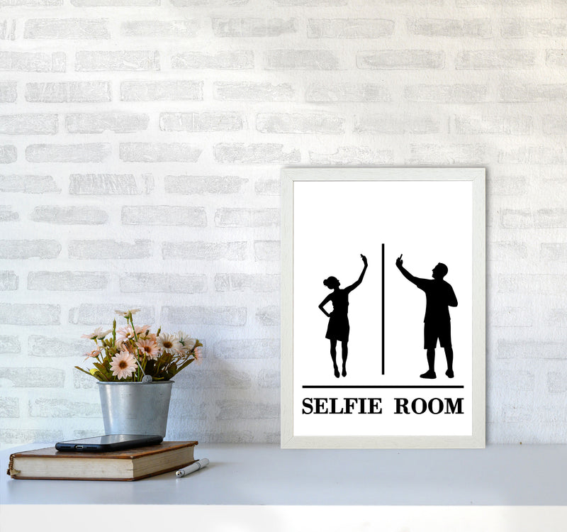 Selfie Room, Bathroom Modern Print, Framed Bathroom Wall Art A3 Oak Frame