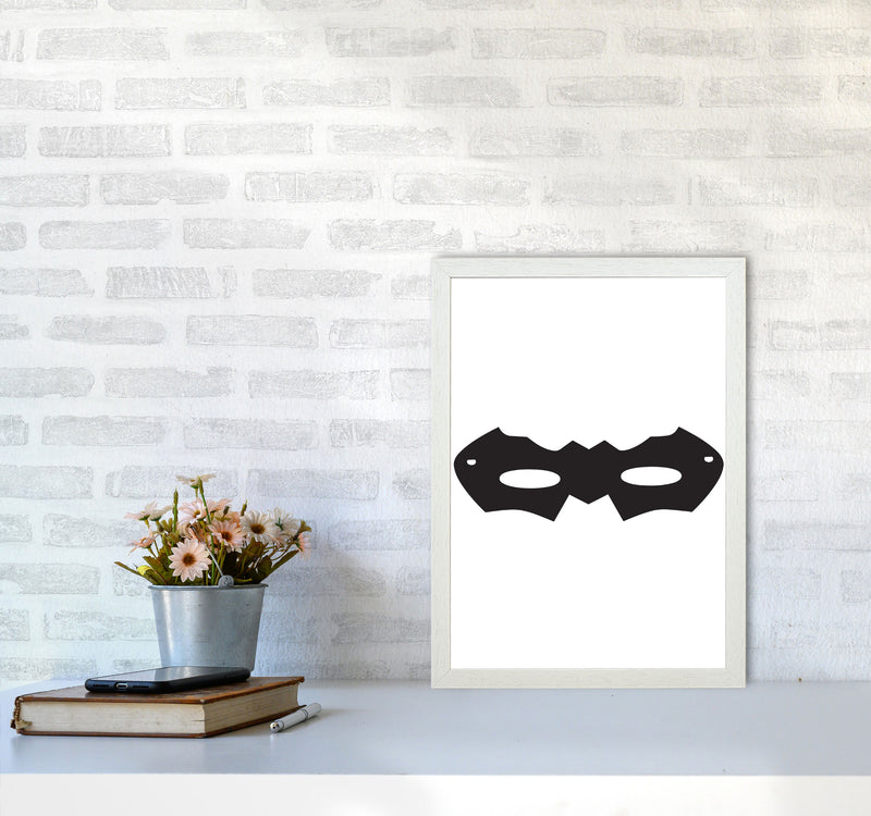 Superhero Mask Framed Nursey Wall Art Print A3 Oak Frame