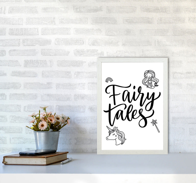 Fairy Tales Black Framed Nursey Wall Art Print A3 Oak Frame