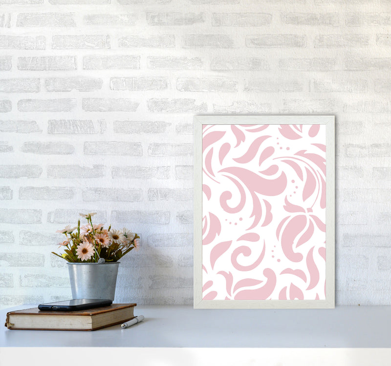 Pink Floral Pattern Modern Print A3 Oak Frame