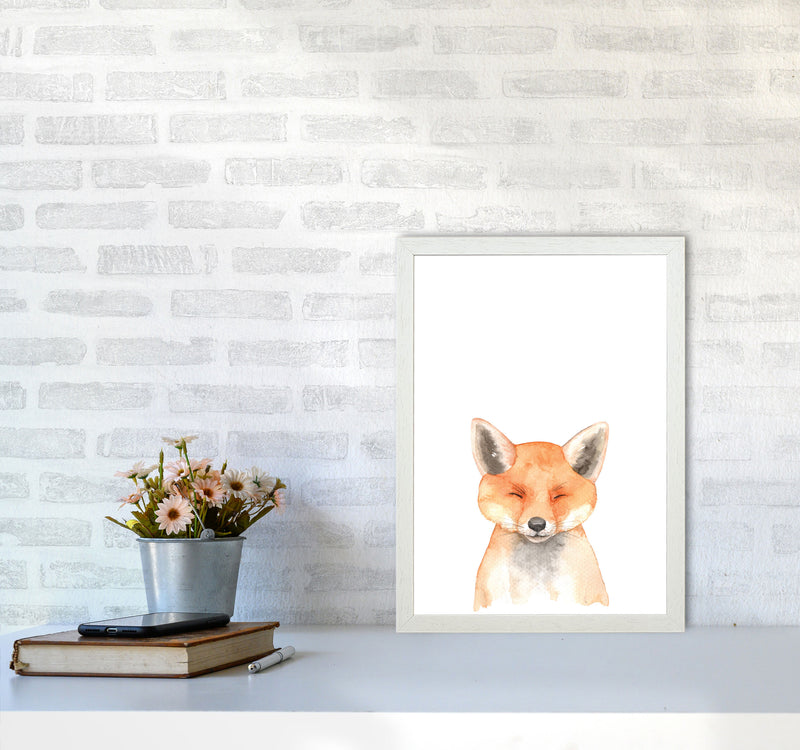 Forest Friends, Cute Fox Modern Print Animal Art Print A3 Oak Frame
