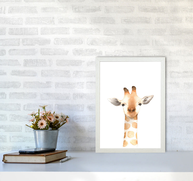 Forest Friends, Cute Giraffe Modern Print Animal Art Print A3 Oak Frame