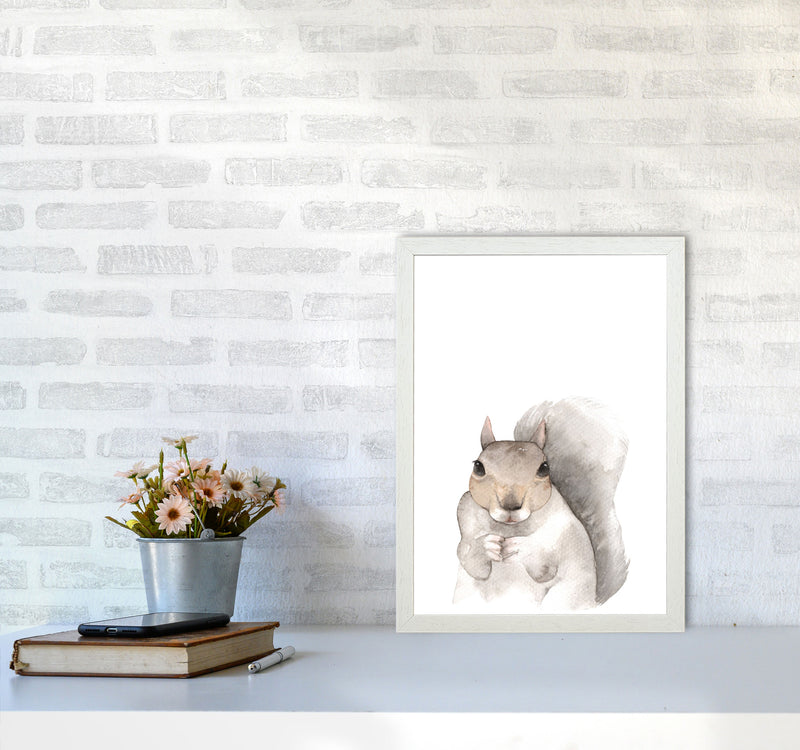 Forest Friends, Cute Squirrel Modern Print Animal Art Print A3 Oak Frame