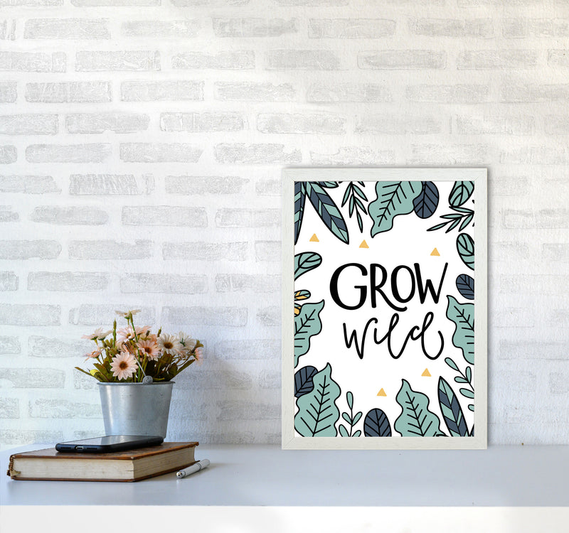 Grow Wild Floral Modern Print, Framed Kitchen Wall Art A3 Oak Frame