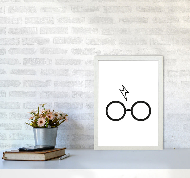 Harry Potter Glasses And Scar Framed Nursey Wall Art Print A3 Oak Frame