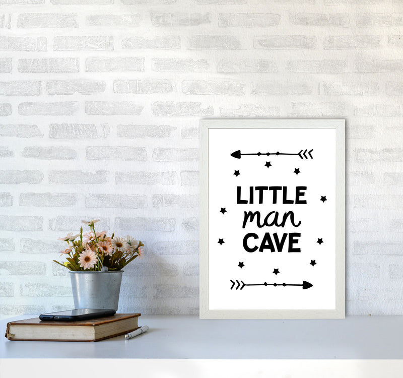Little Man Cave Black Arrows Framed Nursey Wall Art Print A3 Oak Frame