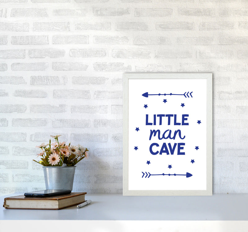 Little Man Cave Navy Arrows Framed Nursey Wall Art Print A3 Oak Frame