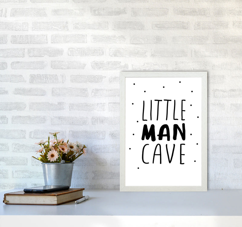 Little Man Cave Black Dots Framed Nursey Wall Art Print A3 Oak Frame