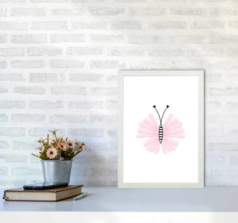 Pink Butterfly Modern Print Animal Art Print A3 Oak Frame