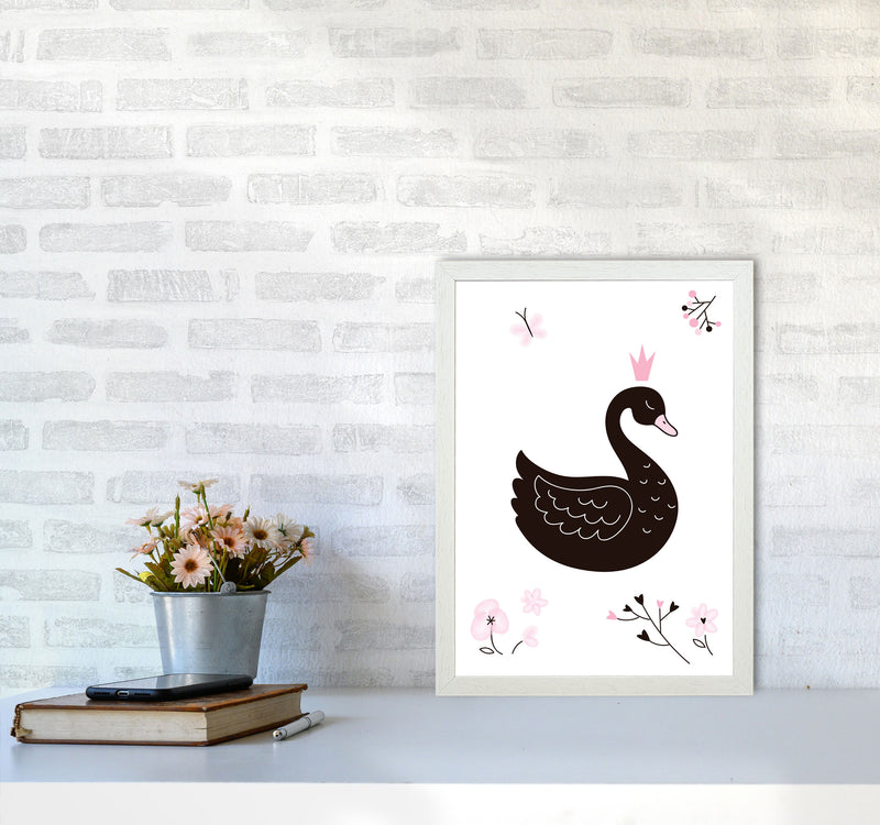 Black Swan Modern Print Animal Art Print A3 Oak Frame