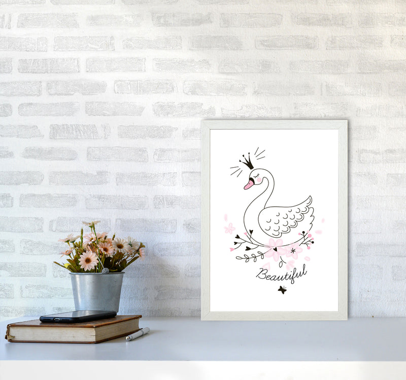 Beautiful Swan Modern Print Animal Art Print A3 Oak Frame