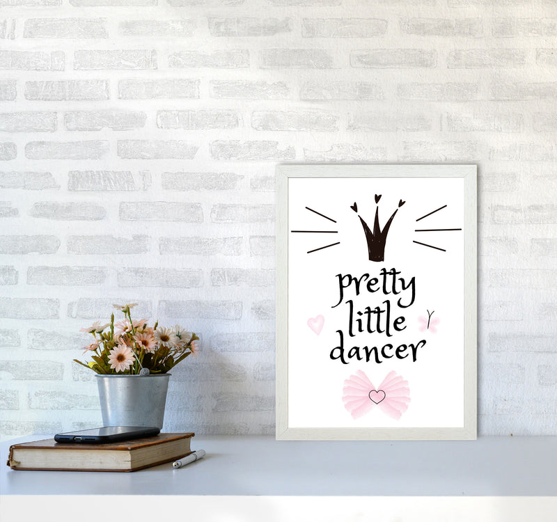 Pretty Little Dancer Framed Nursey Wall Art Print A3 Oak Frame