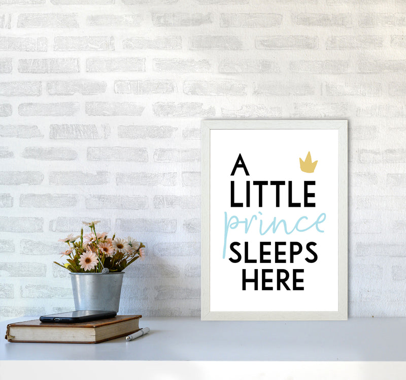 A Little Prince Sleeps Here Framed Nursey Wall Art Print A3 Oak Frame