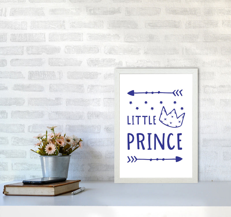 Little Prince Navy Framed Nursey Wall Art Print A3 Oak Frame