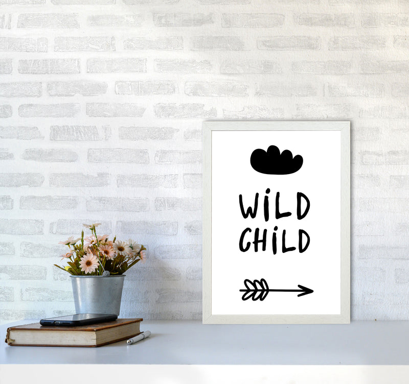 Wild Child Black Framed Nursey Wall Art Print A3 Oak Frame