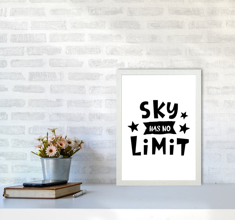 Sky Has No Limit Framed Nursey Wall Art Print A3 Oak Frame