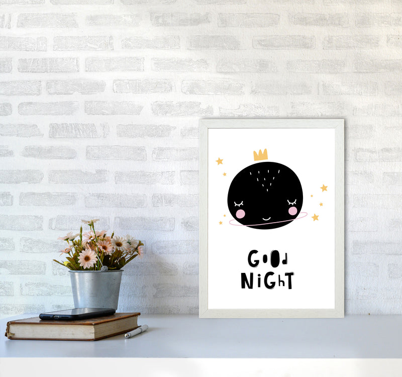 Good Night Planet Framed Nursey Wall Art Print A3 Oak Frame