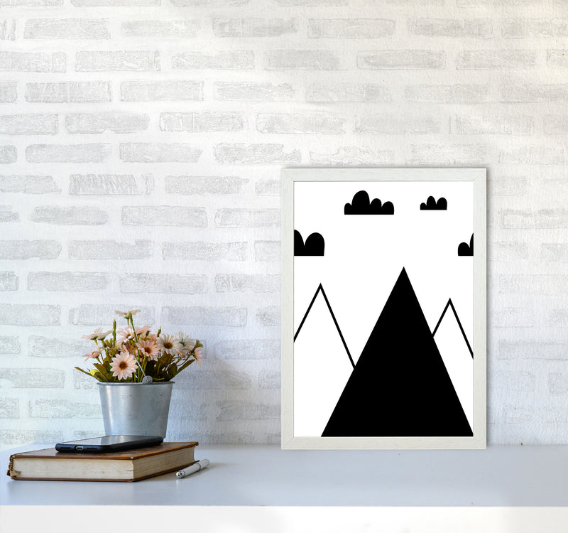 Scandi Mountains Modern Print A3 Oak Frame