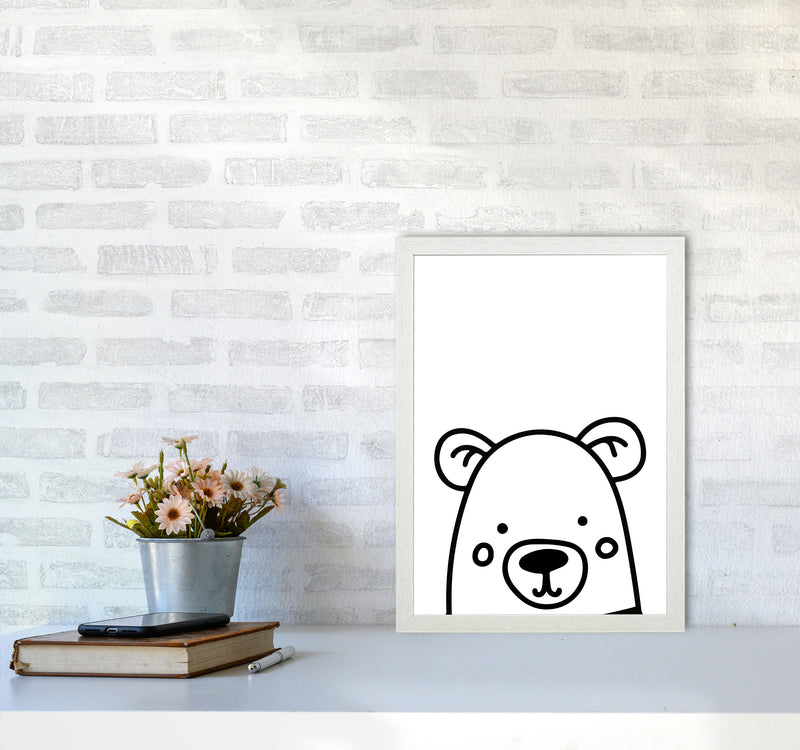 Black And White Bear Modern Print Animal Art Print A3 Oak Frame