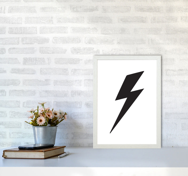 Lightning Bolt Framed Nursey Wall Art Print A3 Oak Frame