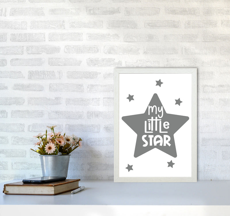 My Little Star Grey Framed Nursey Wall Art Print A3 Oak Frame