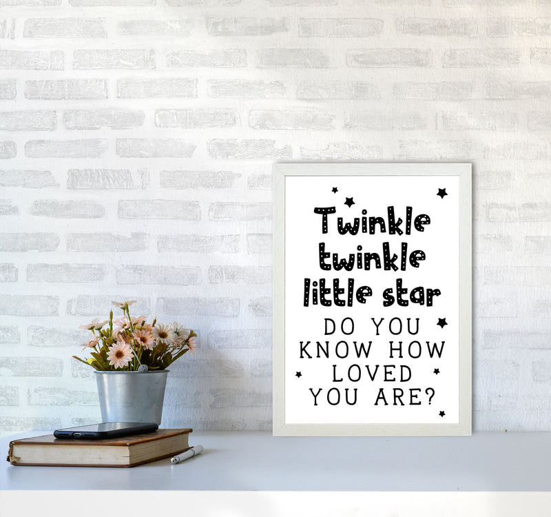 Twinkle Twinkle Little Star Black Framed Nursey Wall Art Print A3 Oak Frame