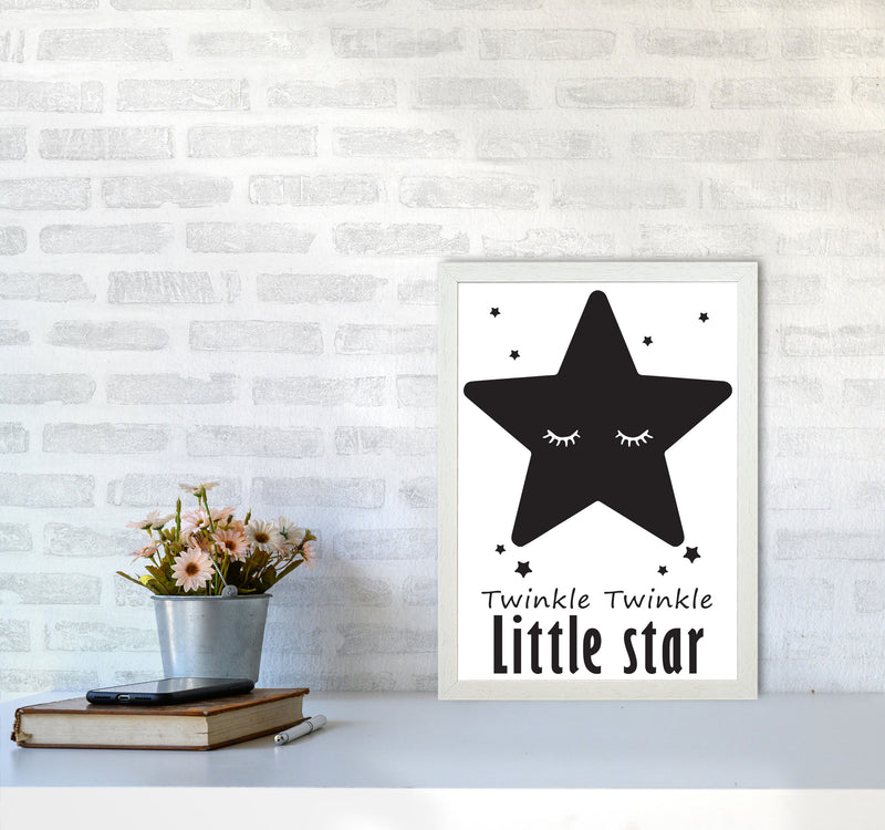 Twinkle Twinkle Little Star Framed Nursey Wall Art Print A3 Oak Frame
