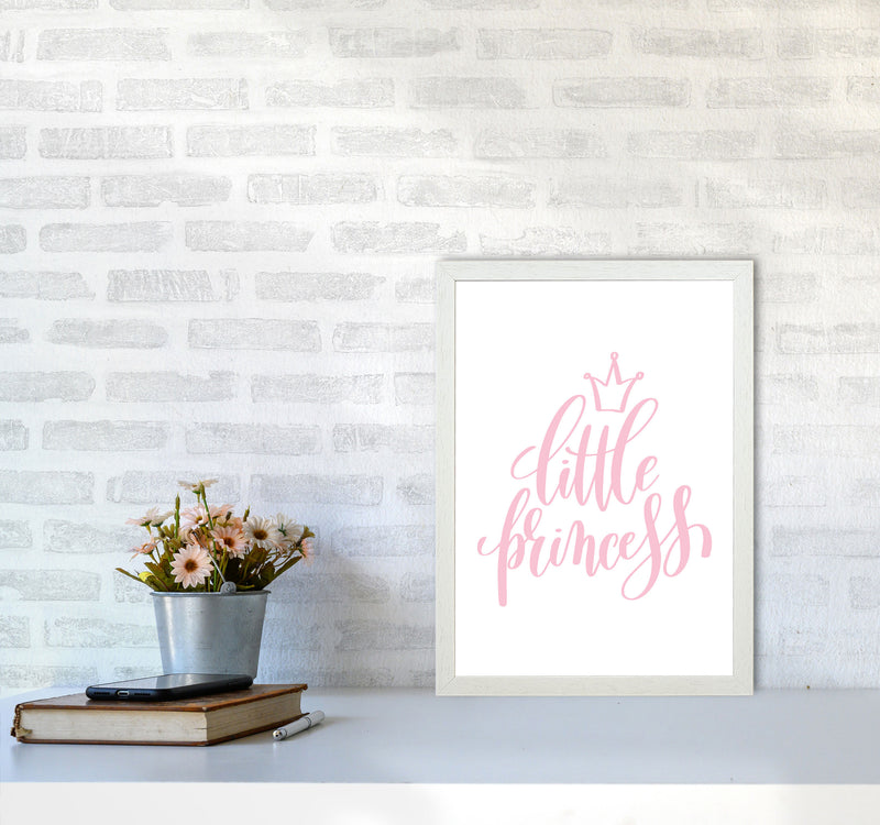 Little Princess Pink Framed Nursey Wall Art Print A3 Oak Frame